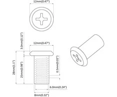 Užrakto veržlė 12 vnt. Sidabro M6 x 25 mm Plienas