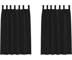 Užuolaidos su žiedais, blokuojančios šviesą 2 pcs Juoda