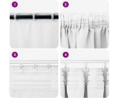 Užuolaidos su žiedais, blokuojančios šviesą 2 pcs Švari balta