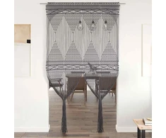 Užuolaida, antracito, 140x240cm, medvilnė, makrame stiliaus