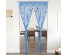Užuolaida, mėlyna, 140x240cm, medvilnė, makrame stilius