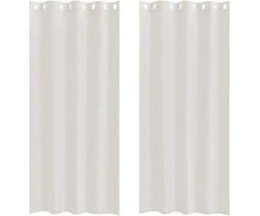 Voile Užuolaida 2 pcs Kreminė 260 x 140 cm Poliesteris