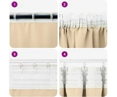 Užuolaidos su žiedais, blokuojančios šviesą 2 pcs Kreminė