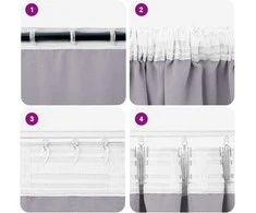 Užuolaidos su žiedais, blokuojančios šviesą 2 pcs Metalo pilka