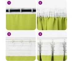 Užuolaidos su žiedais, blokuojančios šviesą 2 pcs Žalia