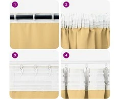 Užuolaidos su žiedais, blokuojančios šviesą 2 pcs Smėlio