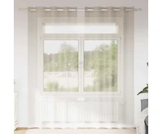 Voile Užuolaida 2 pcs Smėlio 225 x 140 cm Poliesteris