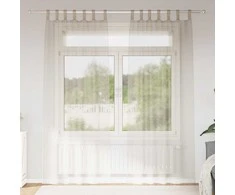 Voile Užuolaida 2 pcs Smėlio 225 x 140 cm Poliesteris