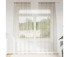 Voile Užuolaida 2 pcs Smėlio 245 x 140 cm Poliesteris