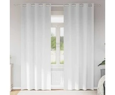 Užuolaidos su žiedais, blokuojančios šviesą 2 pcs Švari balta