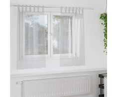 Voile Užuolaida 2 pcs Šviesiai pilka 140 x 140 cm Poliesteris