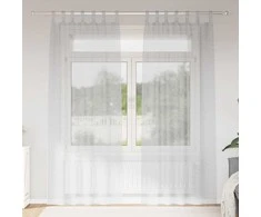 Voile Užuolaida 2 pcs Šviesiai pilka 225 x 140 cm Poliesteris