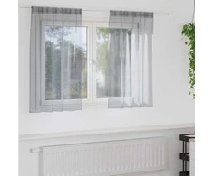 Voile Užuolaida 2 pcs Tamsiai pilka 140 x 140 cm Poliesteris