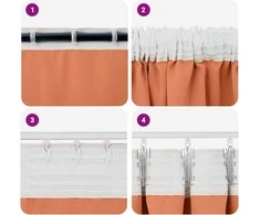 Užuolaidos su žiedais, blokuojančios šviesą 2 pcs Terakotos