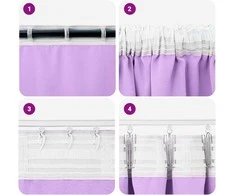 Užuolaidos su žiedais, blokuojančios šviesą 2 pcs Violetinė