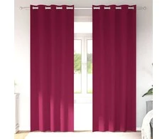 Užuolaidos su žiedais, blokuojančios šviesą 2 pcs Vyno raudona