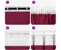 Užuolaidos su žiedais, blokuojančios šviesą 2 pcs Vyno raudona