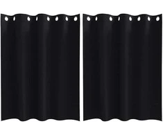 Užuolaidos su žiedais, blokuojančios šviesą 2 pcs Juoda