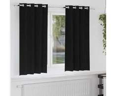 Užuolaidos su žiedais, blokuojančios šviesą 2 pcs Juoda