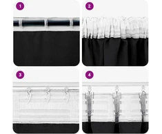 Užuolaidos su žiedais, blokuojančios šviesą 2 pcs Juoda