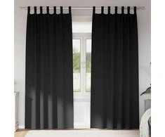 Užuolaidos su žiedais, blokuojančios šviesą 2 pcs Juoda