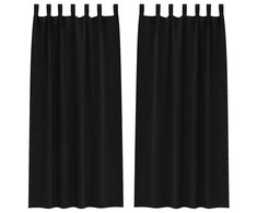 Užuolaidos su žiedais, blokuojančios šviesą 2 pcs Juoda