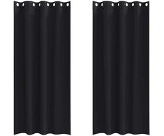 Užuolaidos su žiedais, blokuojančios šviesą 2 pcs Juoda