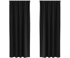 Užuolaidos su žiedais, blokuojančios šviesą 2 pcs Juoda