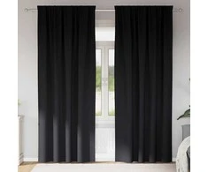 Užuolaidos su žiedais, blokuojančios šviesą 2 pcs Juoda