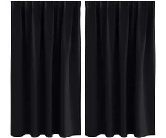 Užuolaidos su žiedais, blokuojančios šviesą 2 pcs Juoda