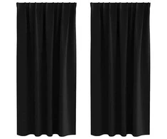 Užuolaidos su žiedais, blokuojančios šviesą 2 pcs Juoda