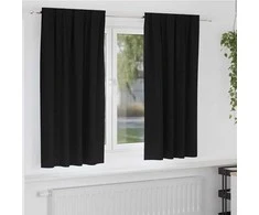 Užuolaidos su žiedais, blokuojančios šviesą 2 pcs Juoda