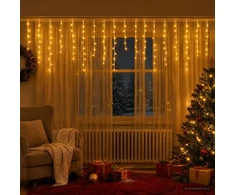 Užuolaidų girliandos 798 LED Šilta balta 2000 x 72 cm