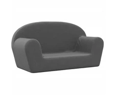 Vaikiška dvivietė sofa, antracito spalvos, minkštas pliušas