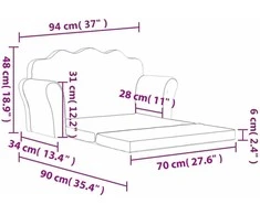 Vaikiška dvivietė sofa-lova, antracito, minkštas pliušas