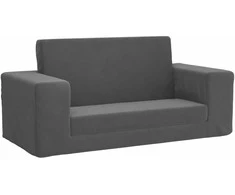 Vaikiška dvivietė sofa-lova, antracito, minkštas pliušas
