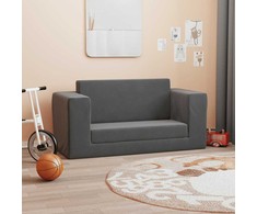 Vaikiška dvivietė sofa-lova, antracito, minkštas pliušas