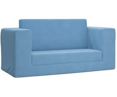 Vaikiška dvivietė sofa-lova, mėlynos spalvos, minkštas pliušas