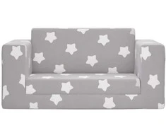 Vaikiška dvivietė sofa-lova, pilka, pliušas, su žvaigždėmis