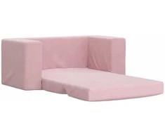 Vaikiška dvivietė sofa-lova, rožinės spalvos, minkštas pliušas