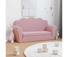 Vaikiška dvivietė sofa-lova, rožinės spalvos, minkštas pliušas