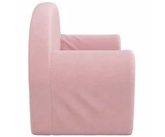 Vaikiška dvivietė sofa-lova, rožinės spalvos, minkštas pliušas