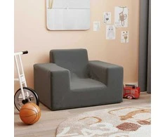 Vaikiška sofa, antracito spalvos, minkštas pliušas