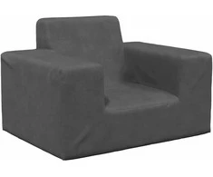 Vaikiška sofa, antracito spalvos, minkštas pliušas