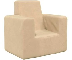 Vaikiška sofa, kreminės spalvos, minkštas pliušas