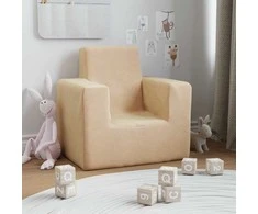 Vaikiška sofa, kreminės spalvos, minkštas pliušas