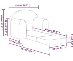 Vaikiška sofa-lova, antracito spalvos, minkštas pliušas