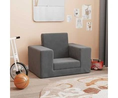 Vaikiška sofa-lova, antracito spalvos, minkštas pliušas