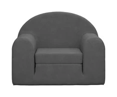 Vaikiška sofa-lova, antracito spalvos, minkštas pliušas