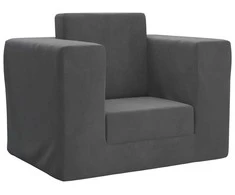Vaikiška sofa-lova, antracito spalvos, minkštas pliušas